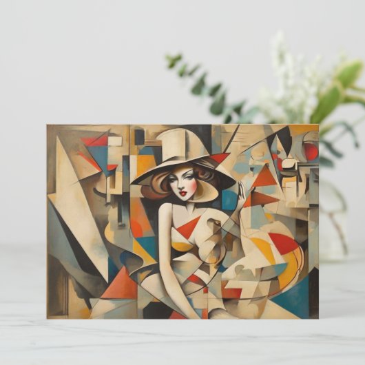 ヴィンテージキュービズムスタイリッシュアート任意の大事な行事 シーズンカード (スタンド正面)