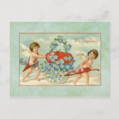 ヴィンテージキューピッドとハート ポストカード (正面)