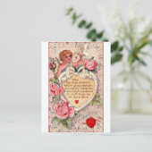 ヴィンテージキューピッドとラブレター ポストカード (スタンド正面)