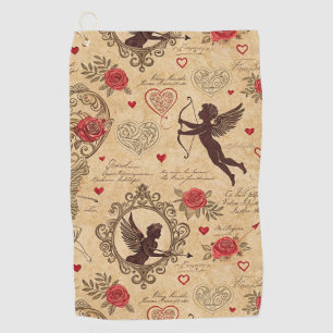 ヴィンテージキューピッドのロマンチックなパターン(10) ゴルフタオル