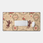 ヴィンテージキューピッドのロマンチックなパターン(3) デスクマット (キーボード&マウス)