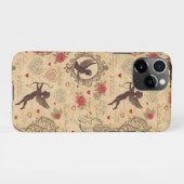 ヴィンテージキューピッドのロマンチックなパターン(4) iPhoneケース (裏面横)