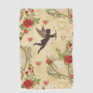 ヴィンテージキューピッドのロマンチックなパターン(7) ゴルフタオル