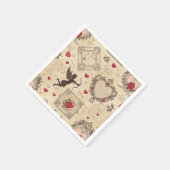 ヴィンテージキューピッドのロマンチックパターン(8) スタンダードカクテルナプキン (角)