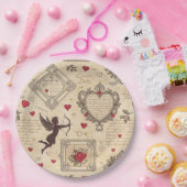 ヴィンテージキューピッドのロマンチックパターン(8) ペーパープレート (パーティー)