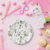 ヴィンテージキューピッドエンジェルスフローラベージュホワイトトワール ペーパープレート (パーティー)