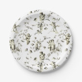 ヴィンテージキューピッドエンジェルスフローラベージュホワイトトワール ペーパープレート (正面)