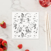 ヴィンテージキューピッドエンジェルスフローラ白黒トワール スタンダードカクテルナプキン (インサイチュ)