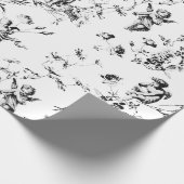 ヴィンテージキューピッドエンジェルスフローラ白黒トワール ラッピングペーパー (角)