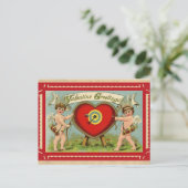 ヴィンテージキューピッドケルビバレンティーンズデイグリーティング ポストカード (スタンド正面)