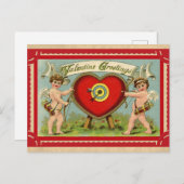 ヴィンテージキューピッドケルビバレンティーンズデイグリーティング ポストカード (正面/裏面)