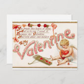 ヴィンテージキューピッドシューハートバレンタインポストカード ポストカード (正面/裏面)