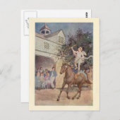 ヴィンテージキューピッドチャイルドエンジェル&ホース付き/弓と矢印 ポストカード (正面/裏面)