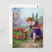 ヴィンテージキューピッドハートラブ1920s ポストカード (正面/裏面)