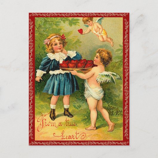 ヴィンテージキューピッドバレンタインハガキ シーズンポストカード (正面)