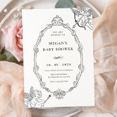 ヴィンテージキューピッドバロックのフレームアートベイビーシャワー 招待状