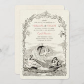 ヴィンテージキューピッドラブボート結婚式招待状 招待状 (正面/裏面)