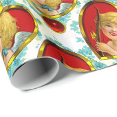 ヴィンテージキューピッド、アロー、バレンタインデーのハート ラッピングペーパー (ロールコーナー)