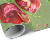 ヴィンテージキューピッド、アロー、バレンタインデーのハート ラッピングペーパー (ロールコーナー)