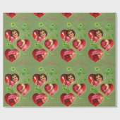 ヴィンテージキューピッド、アロー、バレンタインデーのハート ラッピングペーパー (フラット)