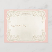 ヴィンテージキューピッド、金ゴールドハート、レース&ピンクリボン ポストカード (裏面)