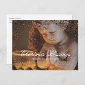 ヴィンテージキリスト教の天使の雪クリスマス シーズンポストカード (正面/裏面)