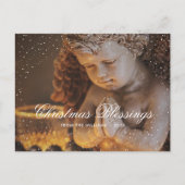 ヴィンテージキリスト教の天使の雪クリスマス シーズンポストカード (正面)