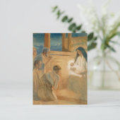 ヴィンテージキリスト教クリスマス崇拝羊飼い シーズンポストカード (スタンド正面)