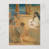 ヴィンテージキリスト教クリスマス崇拝羊飼い シーズンポストカード (正面)