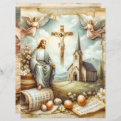 ヴィンテージキリスト教復活祭スクラップブック紙 (正面/裏面)