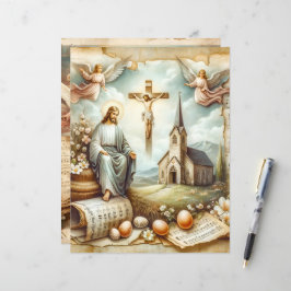 ヴィンテージキリスト教復活祭スクラップブック紙