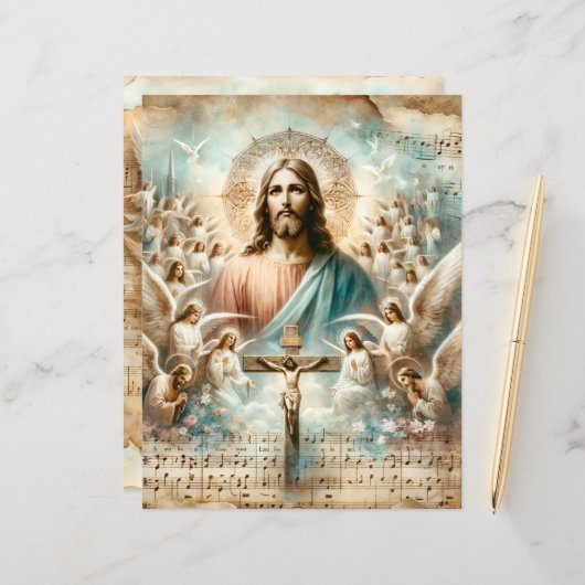 ヴィンテージキリスト教復活祭スクラップブック紙 (正面/裏面インサイチュ)