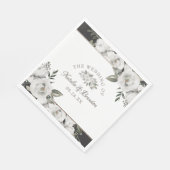 ヴィンテージキリッシュホワイトフローラ結婚ズモノグラム スタンダードランチョンナプキン (角)