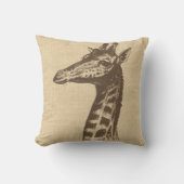 ヴィンテージキリンイラストレーションオンバーラップ クッション (正面)