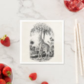 ヴィンテージキリンパーソナライズされた動物イラストレーション スタンダードカクテルナプキン (インサイチュ)