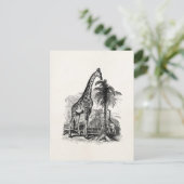 ヴィンテージキリンパーソナライズされた動物イラストレーション ポストカード (スタンド正面)