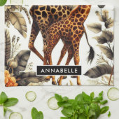 ヴィンテージキリンフローラ水彩 キッチンタオル (折り畳み)