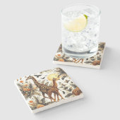 ヴィンテージキリンフローラ水彩 ストーンコースター (横)