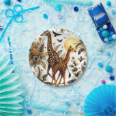 ヴィンテージキリンフローラ水彩 ペーパープレート (パーティー)