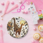 ヴィンテージキリンフローラ水彩 ペーパープレート (パーティー)