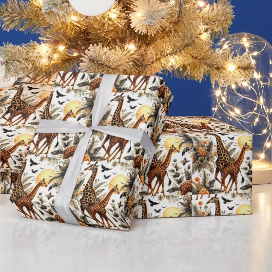 ヴィンテージキリンフローラ水彩 ラッピングペーパー (クリスマス)