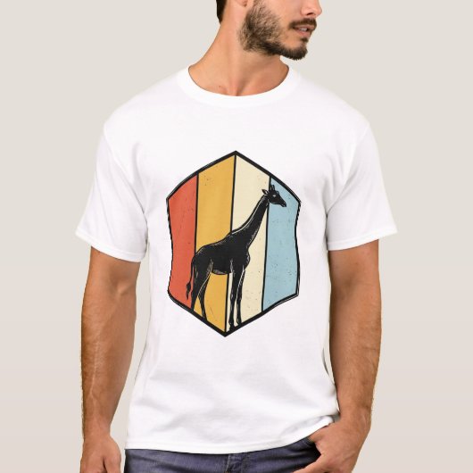 ヴィンテージキリン幾何学サファリベクターTシャツ_1 Tシャツ (正面)