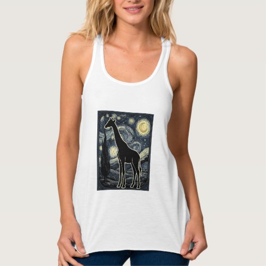 ヴィンテージキリン星空彫刻Tシャツ_1 タンクトップ (正面)