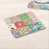 ヴィンテージキルトパターン紙コースター スクエアペーパーコースター (アングル)