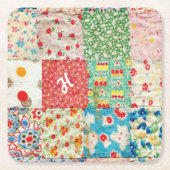 ヴィンテージキルトパターン紙コースター スクエアペーパーコースター (正面)