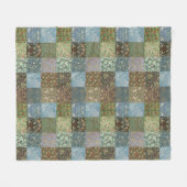 ヴィンテージキルトパッチワークWilliam Morrisパターンファイル フリースブランケット (正面(横))