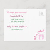 ヴィンテージキルトピンクガールズベビーシャワー招待状 インビテーションポストカード (裏面)