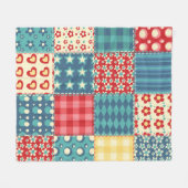 ヴィンテージキルト：パッチワーク背景パターン。 フリースブランケット (正面(横))