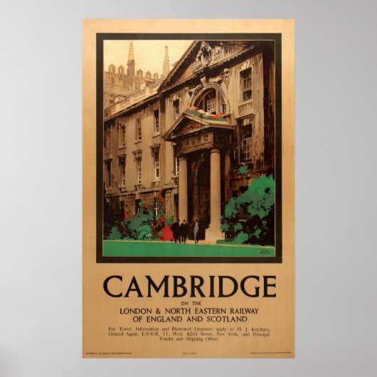 ヴィンテージキングスカレッジケンブリッジフレッドテイラートラベル ポスター (正面)