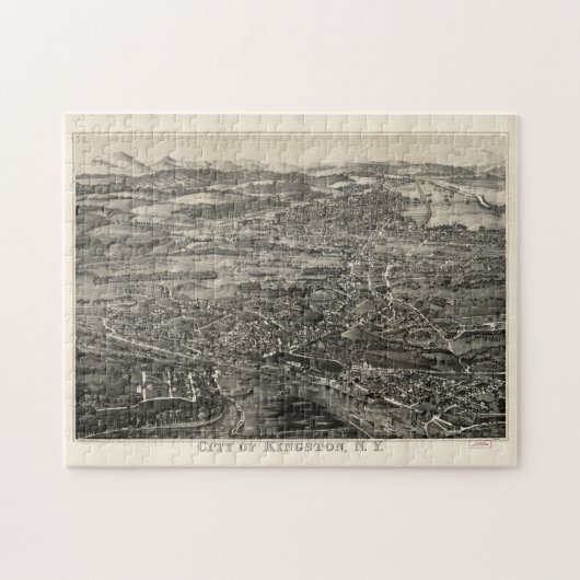 ヴィンテージキングストンNYの絵図(1875) ジグソーパズル (横)